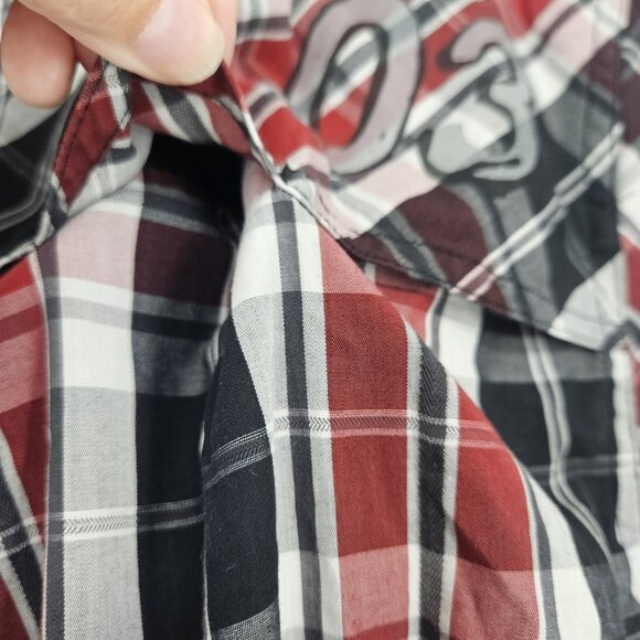 Harley-Davidson Shirt Mens Medium Plaid Eagle Patch Motor Clothes Western - Picture 11 of 16